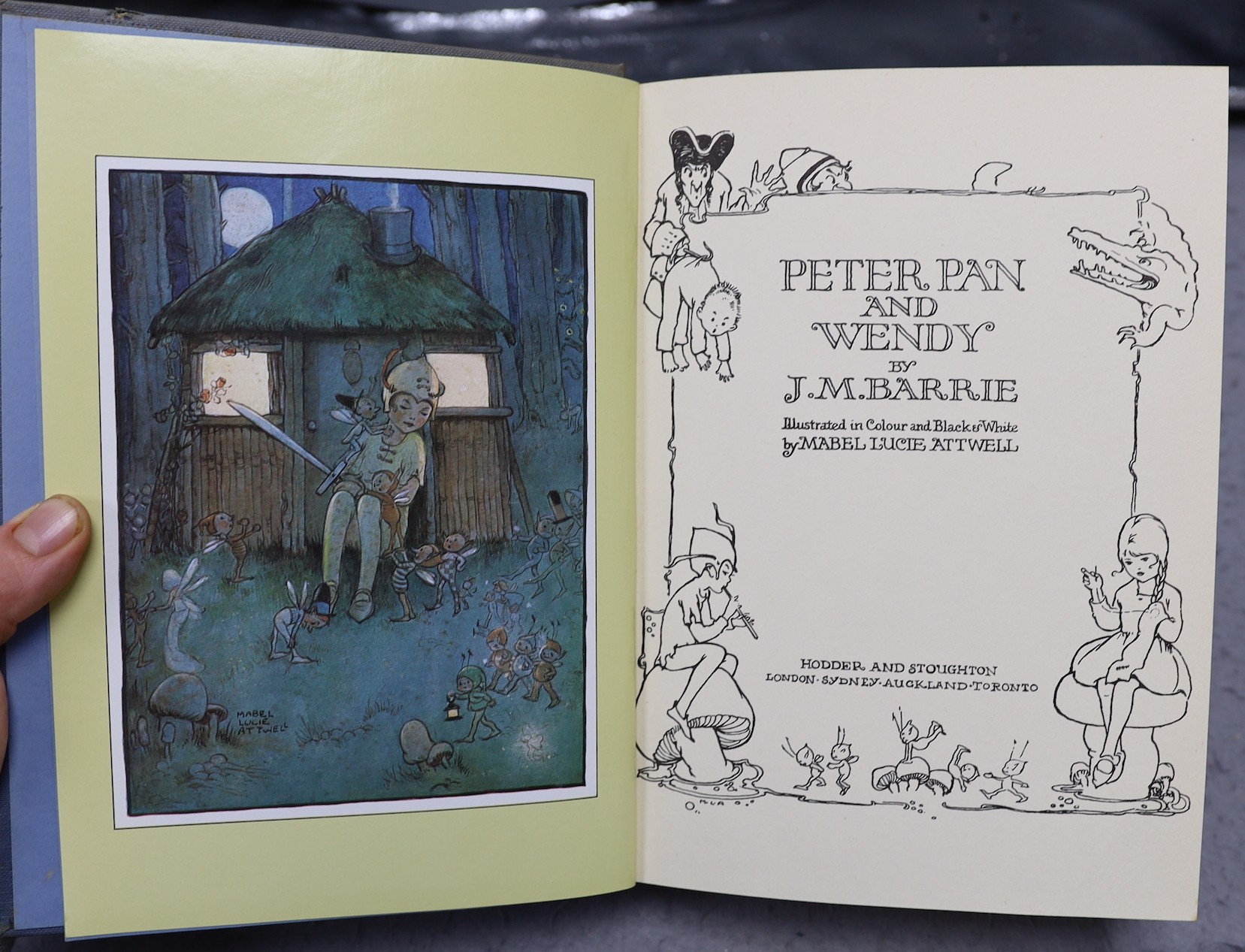 J.M.Barrie, 'Peter Pan and Wendy' illustrated by Mabel Lucy Attwell and 29 Mabel Lucy Attwell postcards